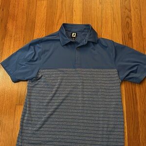 Foot Joy Men's Blue Striped Polo Shirt - New With Tags - Medium